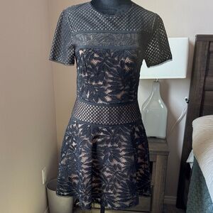 BCBGMaxAzria Black and Nude Lace Mini Dress